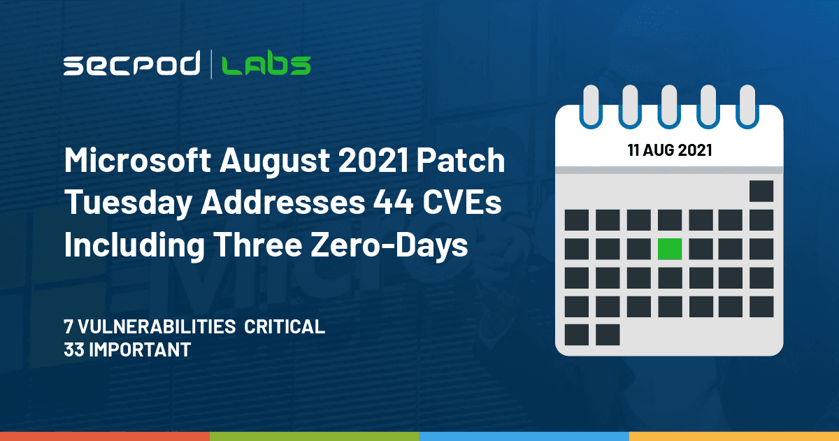 Microsoft August 2021 Patch Tuesday Addresses 44 CVEs, Including Three ...